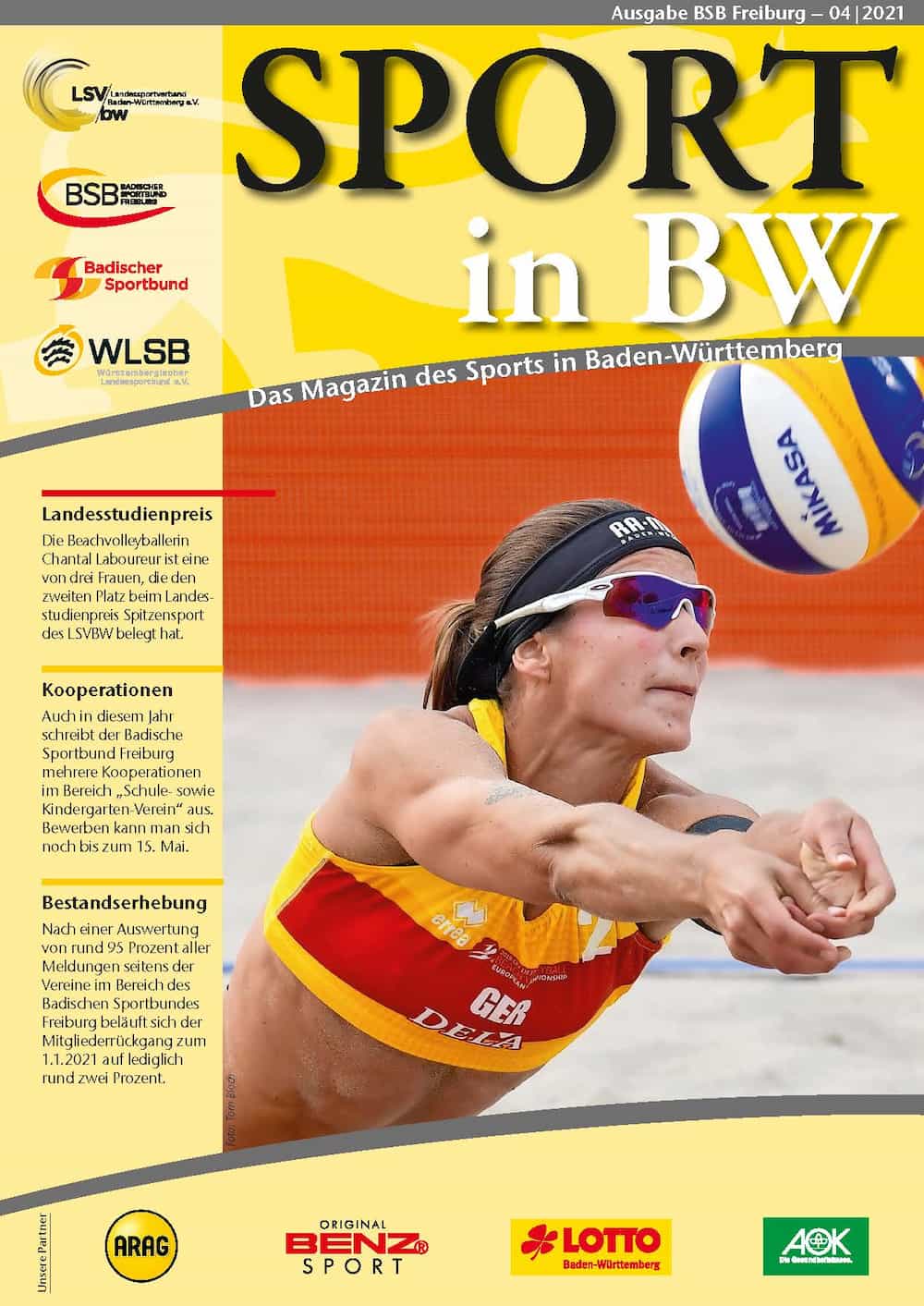 Cover Sport in BW mit Beachvolleyballer