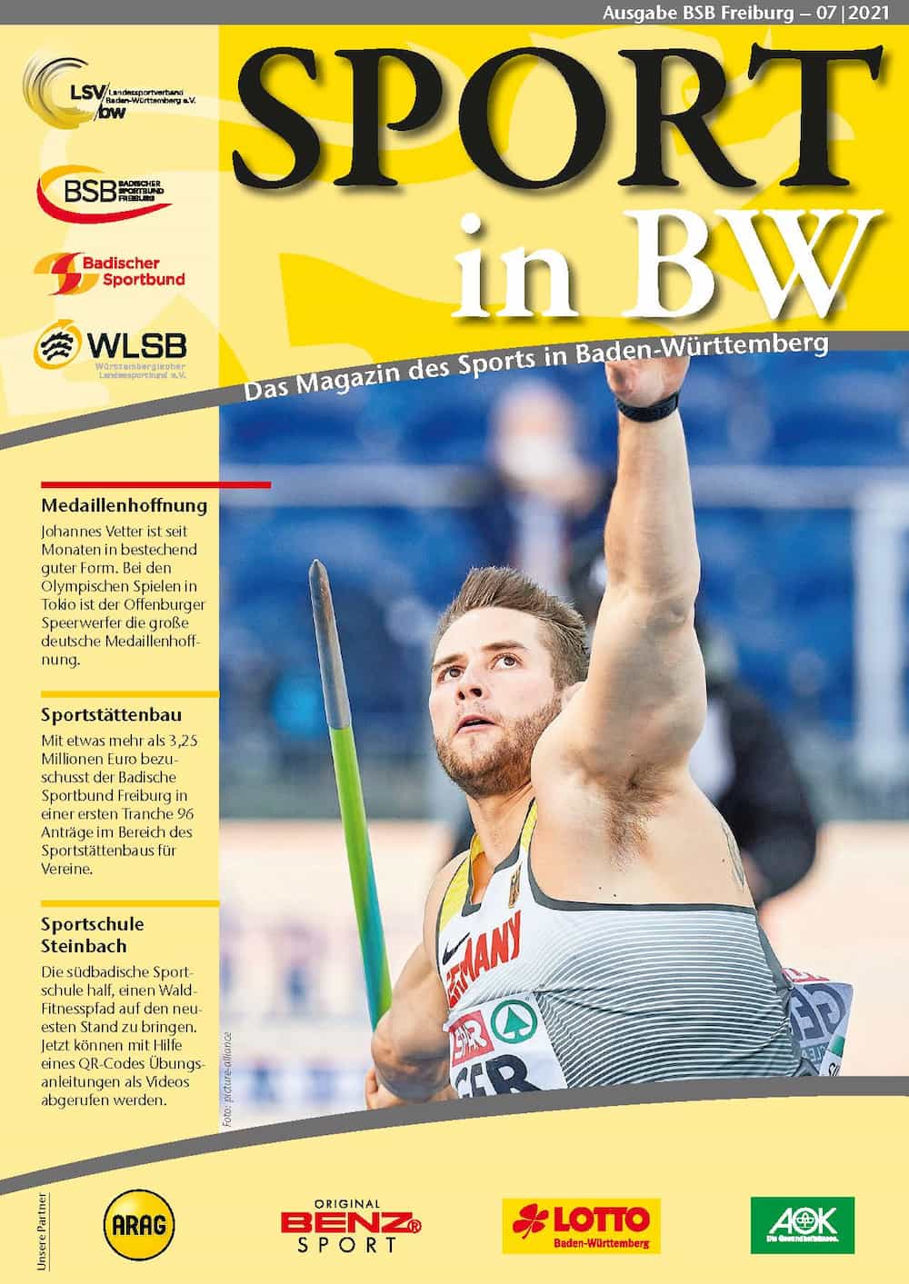 Cover Sport in BW mit Speerwerfer